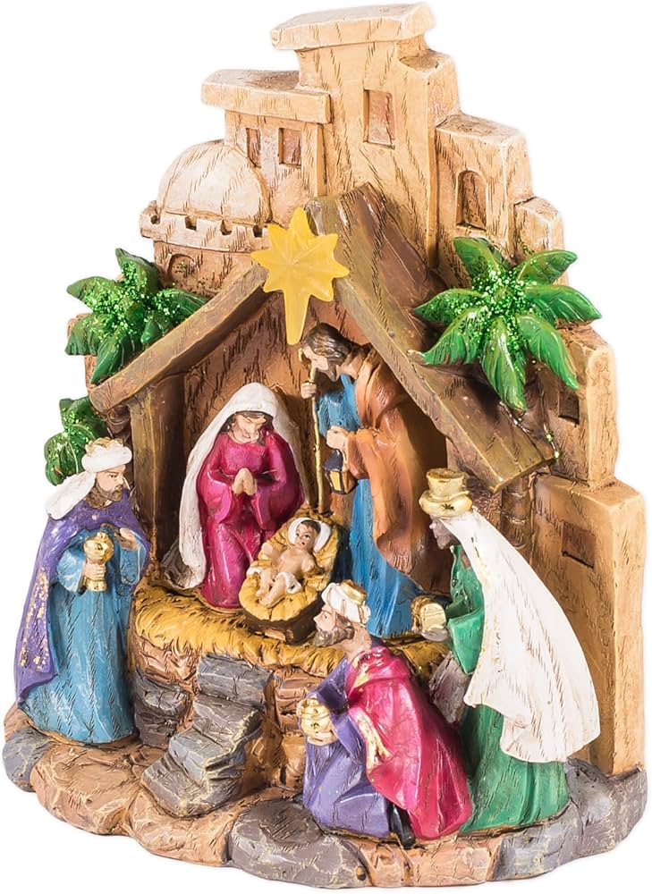 Amazon.co.jp: Roman 8インチ LED キリスト降誕の情景 置物 ライト付き Amazon.co.jp: Roman 8インチ LED キリスト降誕の情景 置物 ライト付き